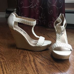 Deb White Woven Wedges Heels